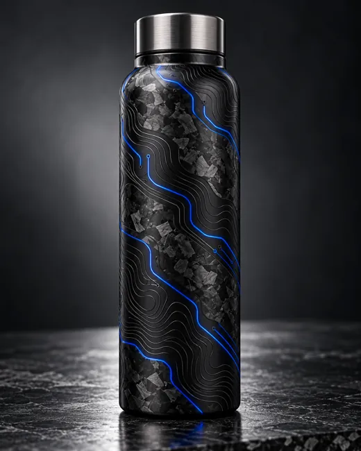 Circuit Breaker black and electric-blue bottle concept